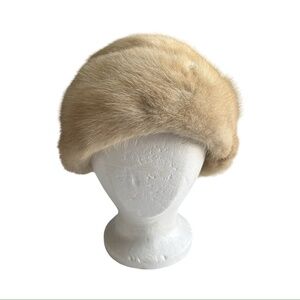 Vintage 60s  Fur Cap - Cream
